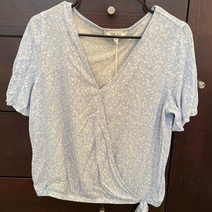 Floral wrap tie shirt